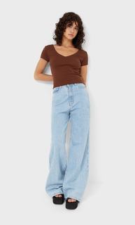Stradivarius Футболка С V-Образным Вырезом Multicolor Xl