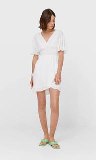 Stradivarius Короткое Платье Из Эластичной Ткани Цвет Небеленого Полотна S