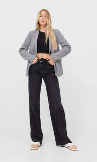 Stradivarius Базовый Трикотажный Пиджак Пестро-Серый Xl