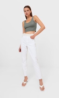Stradivarius Укороченный Топ На Бретелях Хаки S