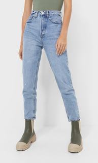 Stradivarius Джинсы Mom Fit Синий С Эффектом Потертости 42
