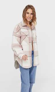 Stradivarius Трикотажная Куртка В Клетку Пастельно-Розовый M