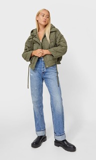 Stradivarius Стеганая Куртка С Капюшоном Multicolor S