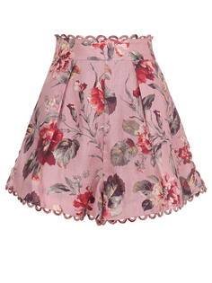 Шорты льняные с принтом Zimmermann