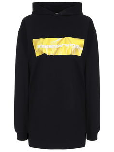 Худи хлопковое с принтом Alexander Wang