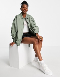Куртка цвета хаки с отделкой на рукавах ASOS DESIGN-Светло-бежевый цвет