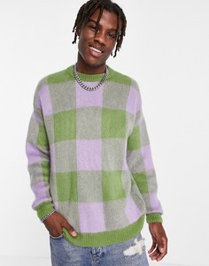 Зеленый вязаный джемпер в клетку ASOS DESIGN-Зеленый цвет