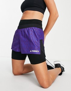 Фиолетовы шорты длиной 3 дюйма adidas Outdoors Terrex Primeblue Trail-Фиолетовый цвет