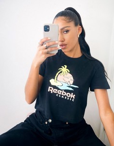 Черная футболка Reebok Classics Summer Retreat-Белый