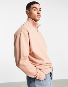 Розовый oversized-свитшот на короткой молнии ASOS DESIGN-Розовый цвет