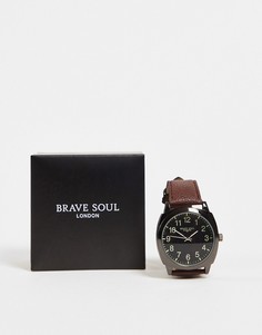 Массивные часы с черным циферблатом Brave Soul-Коричневый цвет