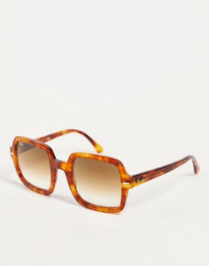 Женские солнцезащитные очки в большой квадратной оправе коричневого цвета в стиле 70-х Ray-Ban-Коричневый цвет