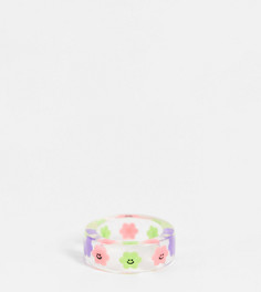 Прозрачное пластмассовое кольцо с цветочками ASOS DESIGN Curve-Прозрачный