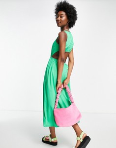 Зеленое платье миди с вырезом на спине ASOS DESIGN-Зеленый цвет