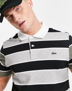 Серая футболка-поло в полоску Lacoste-Серый