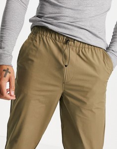 Нейлоновые брюки цвета хаки с затягивающимся шнурком Selected Homme-Зеленый цвет