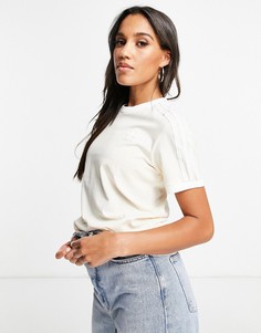 Светло-бежевая футболка с тремя полосками adidas Originals adicolor-Белый