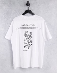 Белая oversized-футболка из меланжевого полотна с принтом на спине Only & Sons-Белый