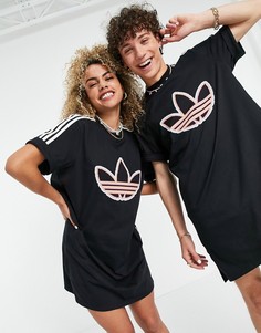 Черное платье-футболка с принтом adidas Originals Pride Love Unites-Черный цвет