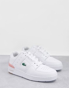 Бело-розовые кожаные кроссовки Lacoste Court Cage-Белый