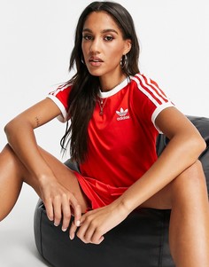 Красная футболка с тремя полосками adidas Originals adicolor-Красный