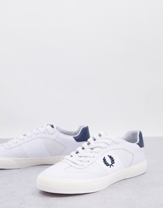 Темно-синие кожаные кроссовки с логотипом Fred Perry-Белый