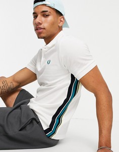 Поло белого цвета с боковыми вставками в полоску Fred Perry-Белый