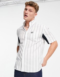 Белая рубашка в тонкую полоску с короткими рукавами Fred Perry-Белый