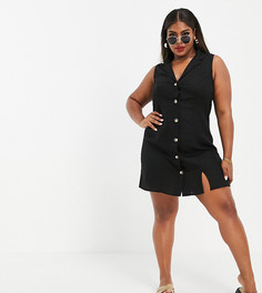 Черное платье мини без рукавов на пуговицах ASOS DESIGN Curve-Черный цвет