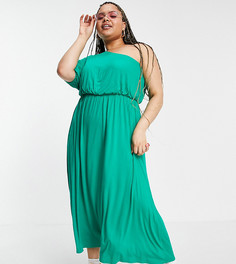 Платье мидакси на одно плечо нефритового зеленого цвета ASOS DESIGN Curve-Зеленый цвет