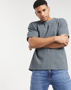Голубая футболка из органического хлопка с вафельной фактурой New Look-Голубой