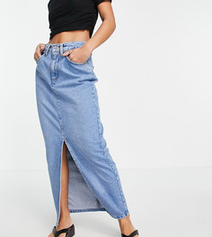 Синяя выбеленная джинсовая юбка макси в стиле 90-х из смесового органического хлопка ASOS DESIGN Petite-Голубой