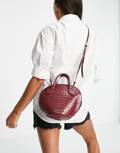 Бордовая сумка на плечо с ручкой сверху и отделкой под кожу крокодила Rebecca Minkoff-Фиолетовый цвет