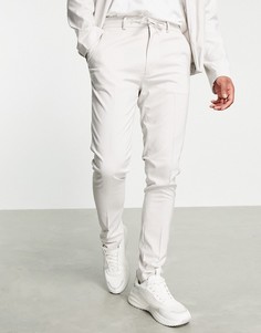 Светло-серые строгие зауженные брюки от комплекта ASOS DESIGN-Серый