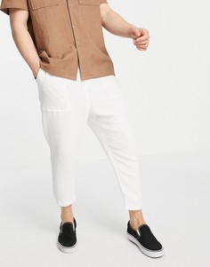 Белые брюки из легкой фактурной ткани с заниженным шаговым швом ASOS DESIGN-Белый