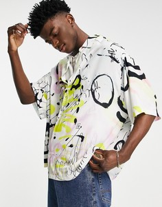 Белая oversized-рубашка с принтом в стиле граффити ASOS DESIGN-Белый