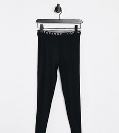 Эластичные леггинсы с логотипом Topshop Petite-Черный цвет