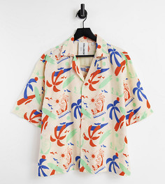 Льняная рубашка с принтом серфинга от комплекта COLLUSION Unisex-Multi