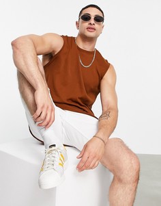 Коричневая вязаная хлопковая майка ASOS DESIGN-Коричневый цвет