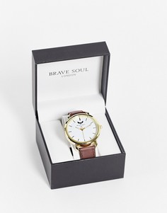 Мужские часы со светло-коричневым ремешком Brave Soul-Коричневый цвет