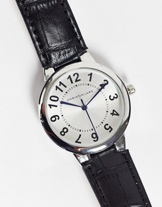 Женские часы с черным ремешком и белым циферблатом Christin Lars-Серебристый