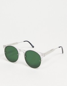 Мужские солнцезащитные очки в круглой прозрачной оправе с зелеными стеклами Spitfire-Прозрачный