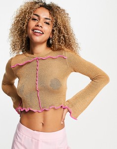 Бежевый джемпер с декоративным контрастным швом ASOS DESIGN-Светло-бежевый цвет