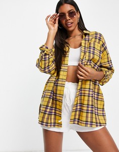 Желтая рубашка в стиле oversized в клетку I Saw It First-Желтый