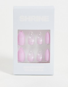 Накладные ногти пастельных оттенков с облаками Shrine-Фиолетовый цвет
