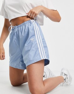 Голубые удлиненные шорты с тремя полосками adidas Originals adicolor-Голубой