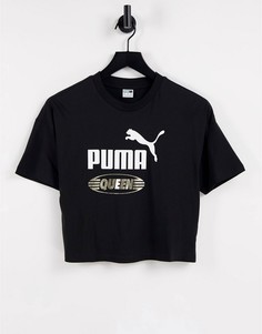 Черная укороченная футболка Puma Queen-Черный цвет