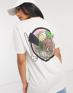Кремовая oversized-футболка с графическим принтом на спине New Love Club-Белый