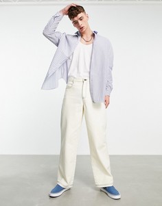Oversize-рубашка в стиле 90-х в полоску с дизайном пэчворк ASOS DESIGN-Голубой