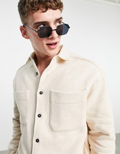 Oversized-рубашка из трикотажа цвета экрю в стиле 90-х ASOS DESIGN-Светло-бежевый цвет